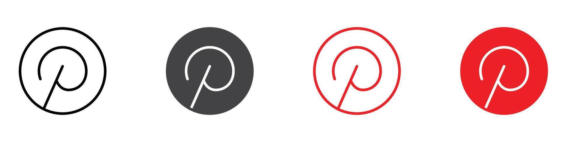 Printerest icon flat editable icon mark set. vector