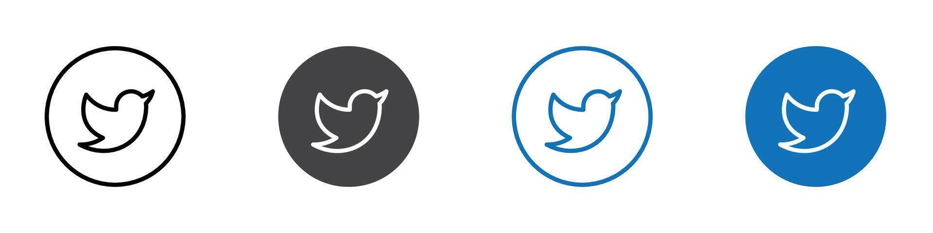 Twitter icon flat editable icon mark set. vector