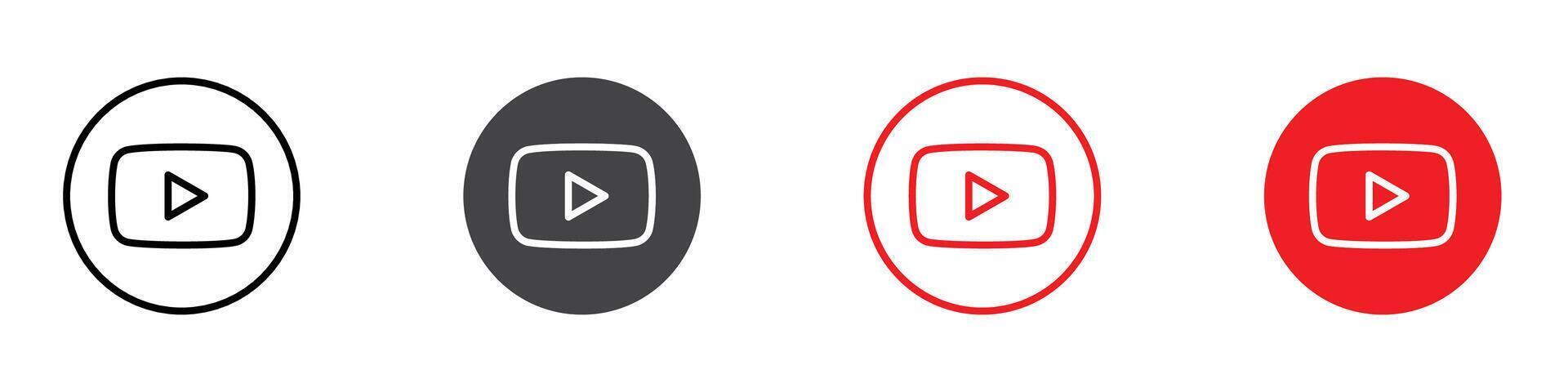 Youtube icon flat editable icon mark set. vector