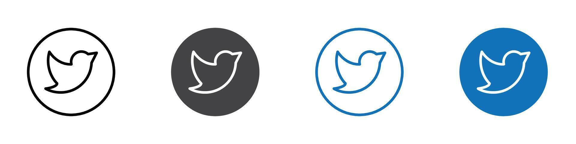 Twitter icon flat editable icon mark set. vector