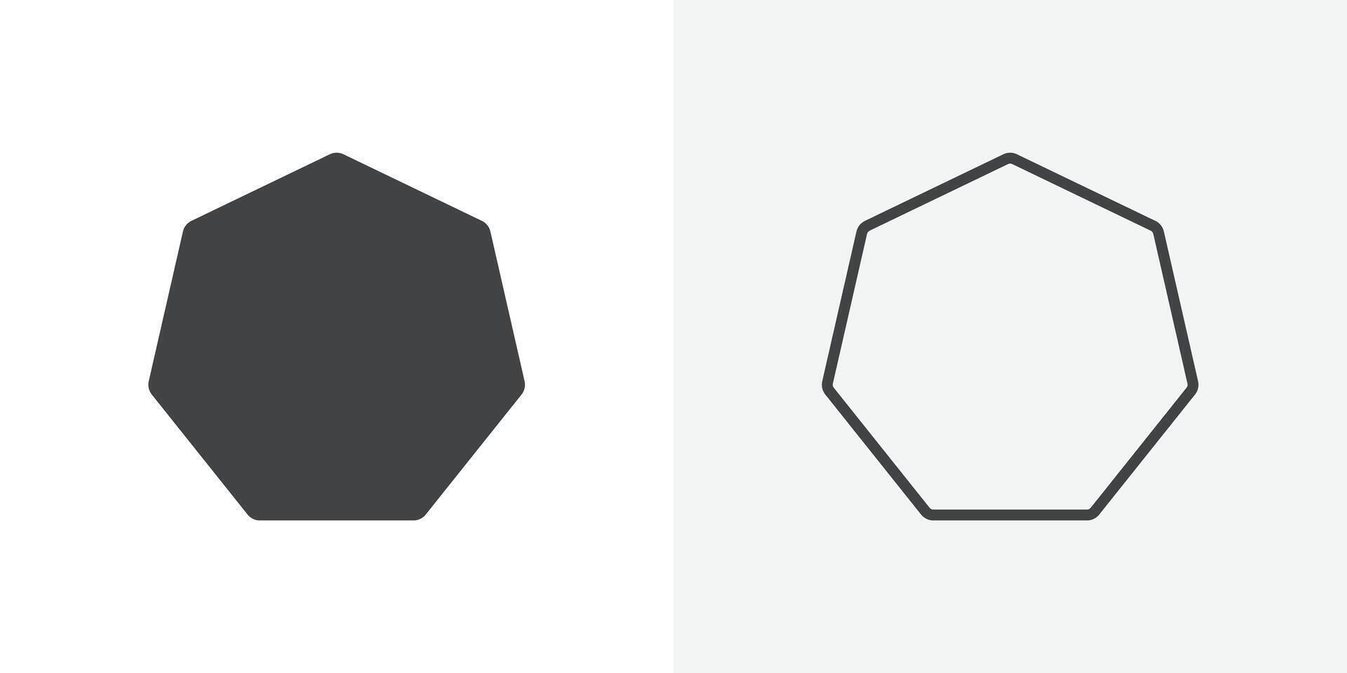 Heptagon icon flat and simple set design vector