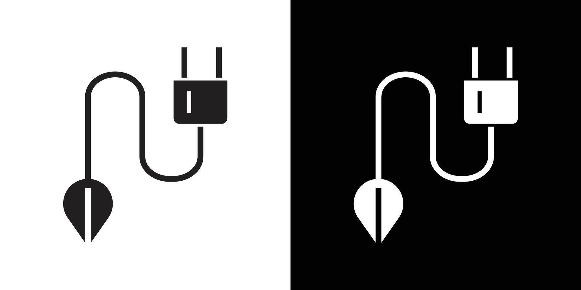 Green energy plug icon simple symbol vector