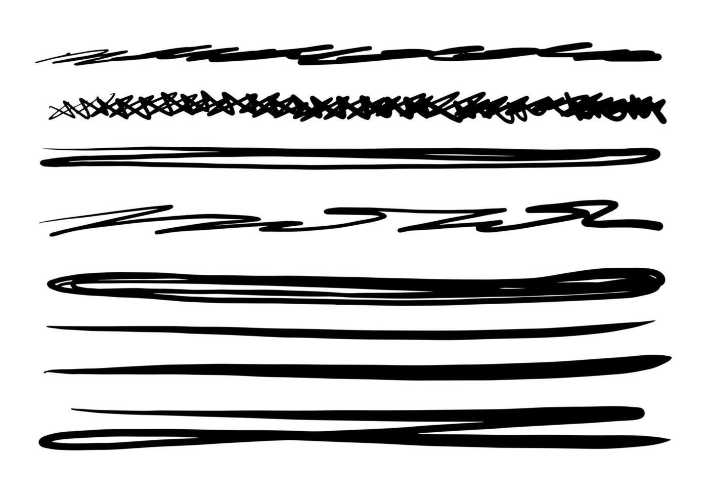 Hand drawn grunge strokes. Doodle lines, various dividers for web sites. vector
