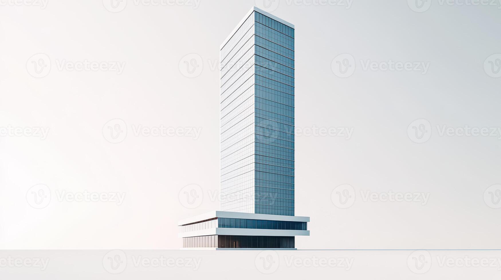 A modern skyscraper with a sleek design and glass facade. photo