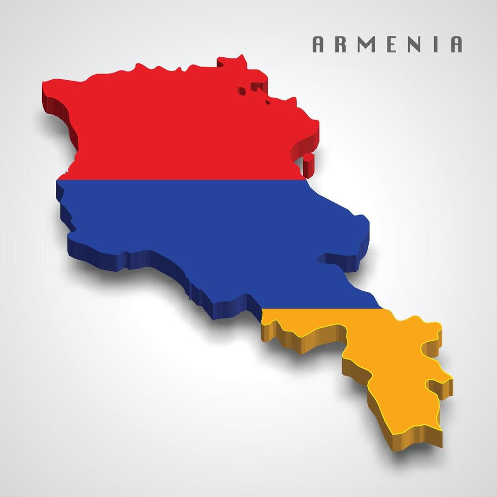 Armenia 3d map with national flag on grey background vector