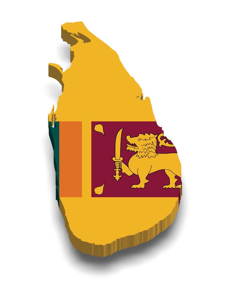 Sri Lanka 3d map with national flag on white background vector