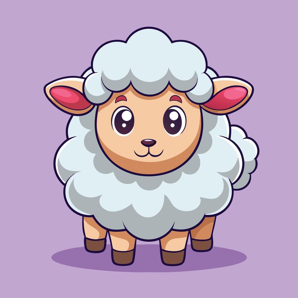 cartoon sheep with big eyes and a purple background vector
