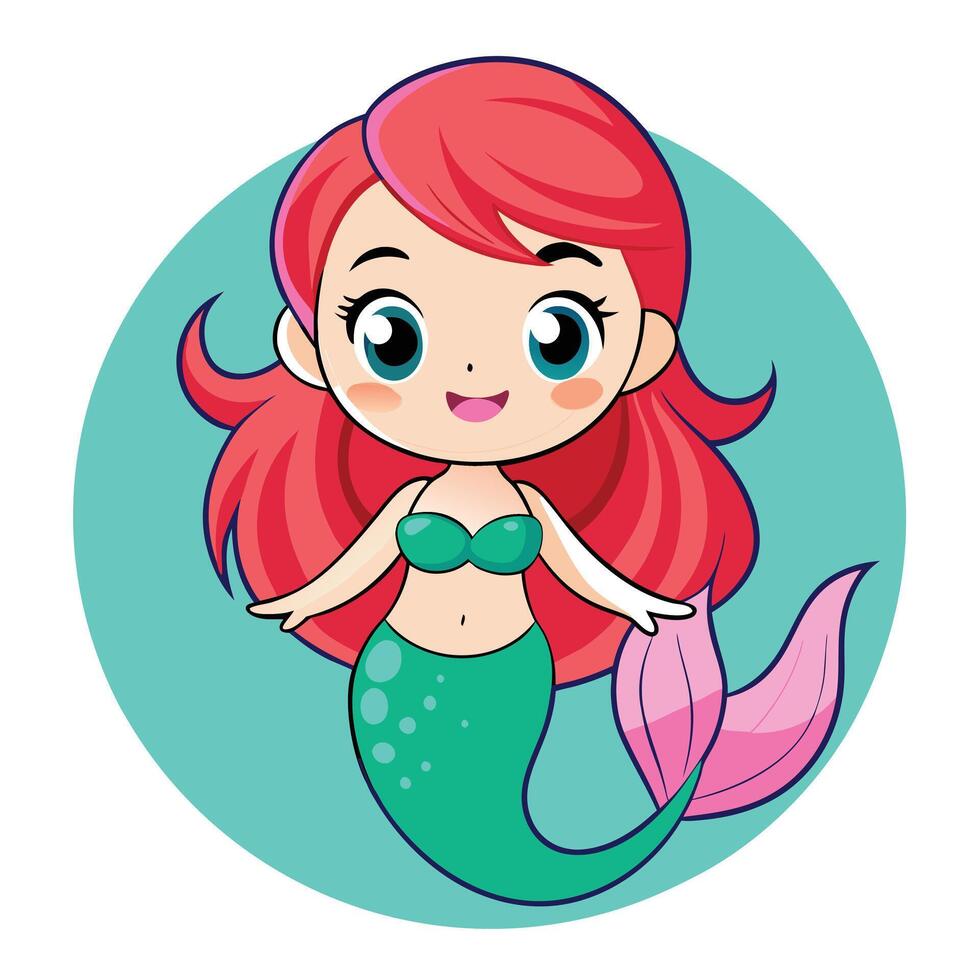 Joyful Mermaid with Long Hair vector