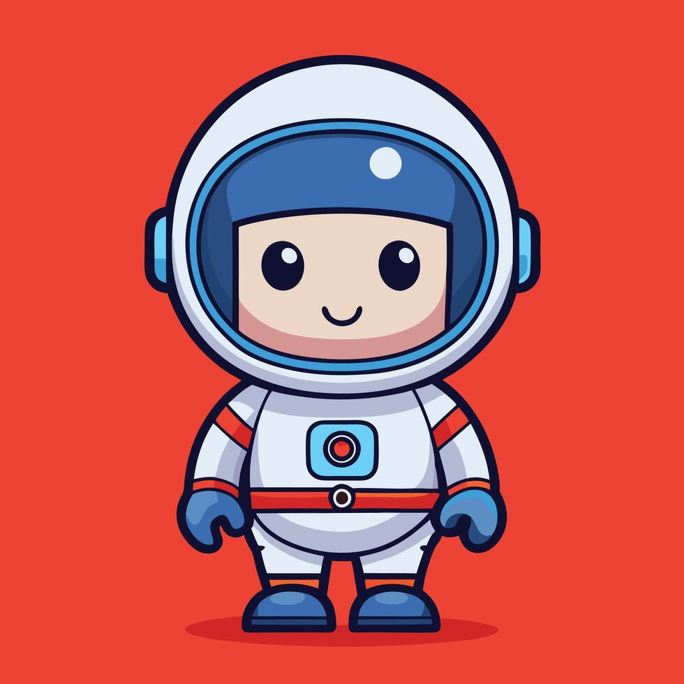 Smiling Astronaut with a Spaceship vector