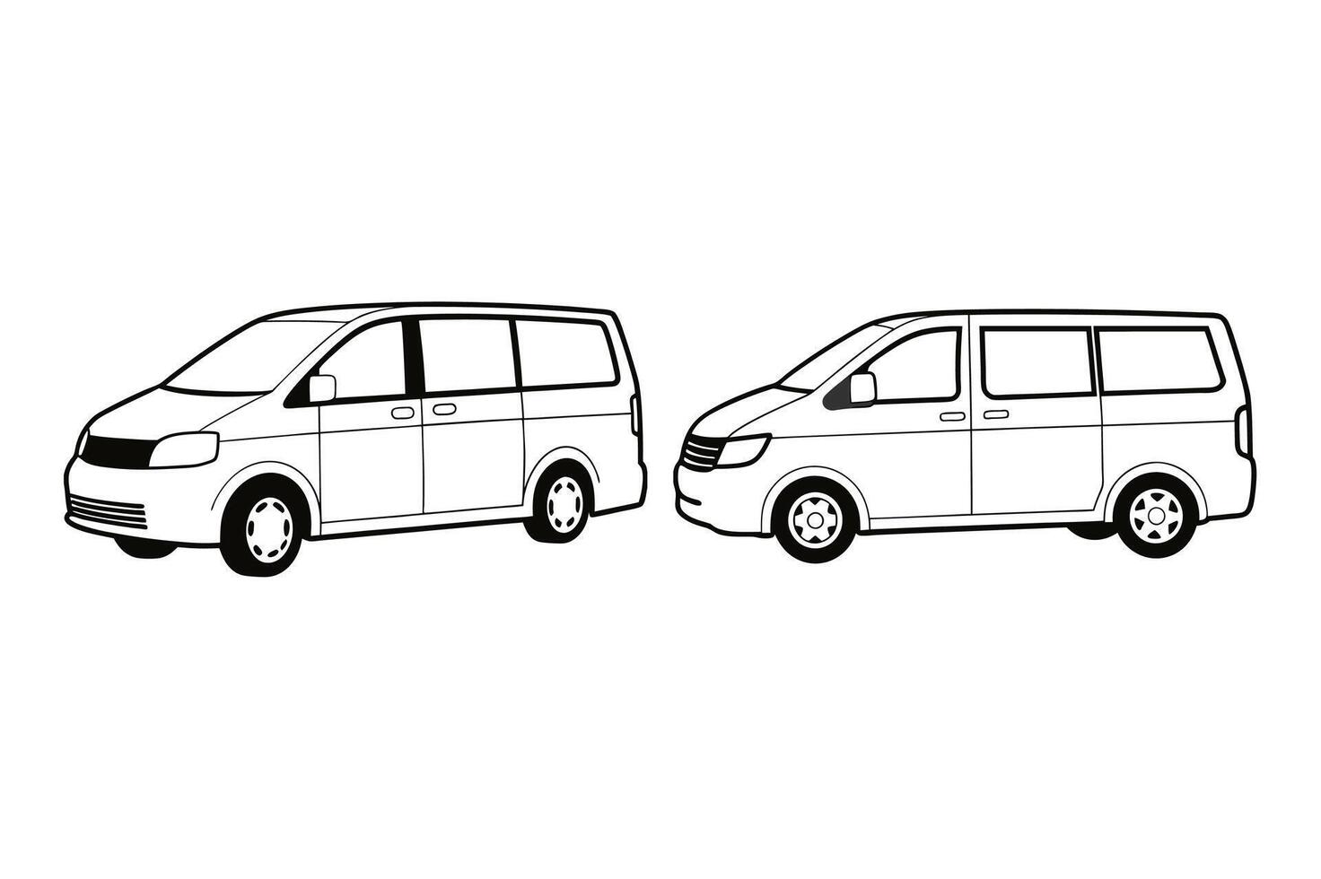 Ai Generated-Minivan outline, white background vector