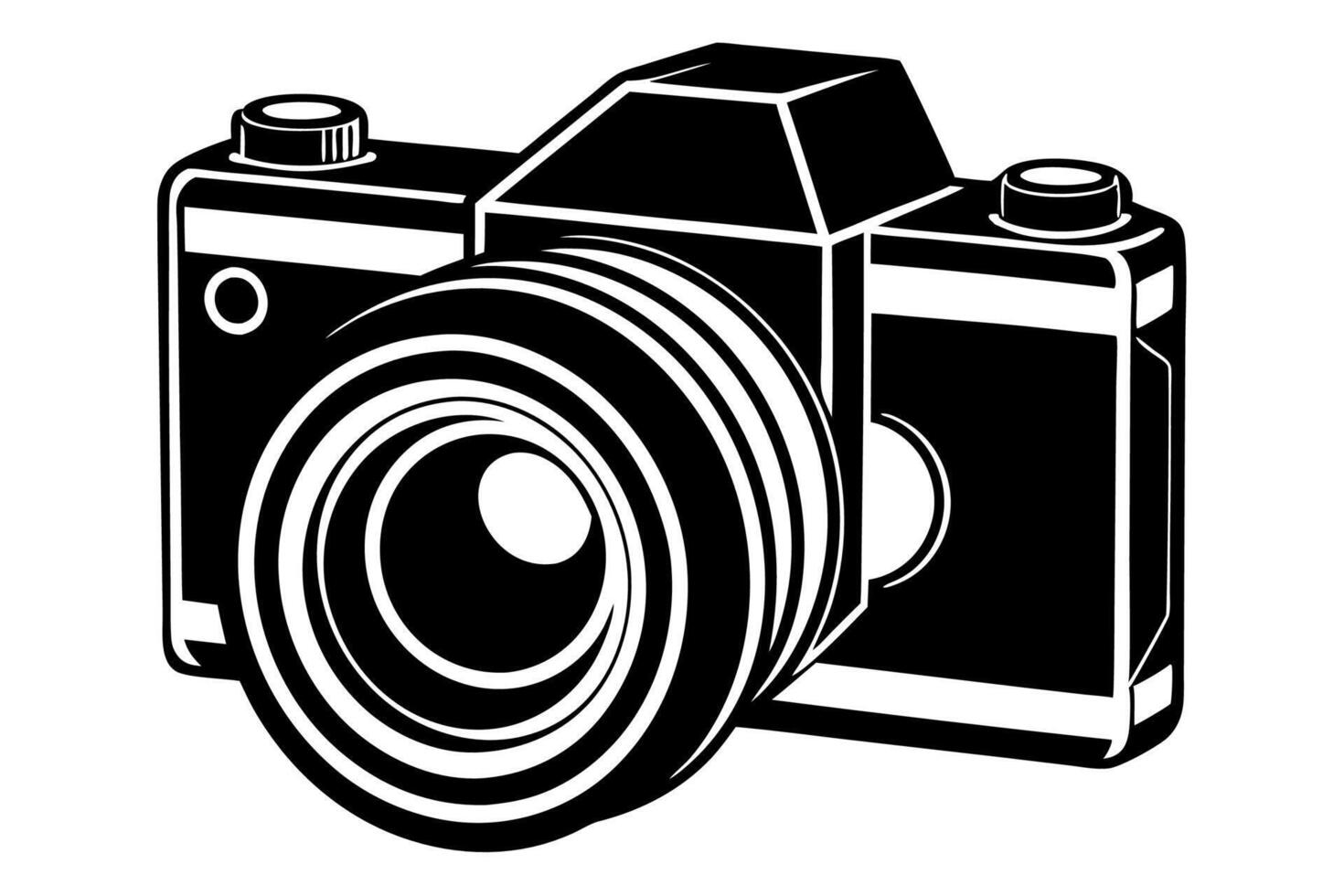 A camera silhouette,line art ,icon illustration on white background. vector