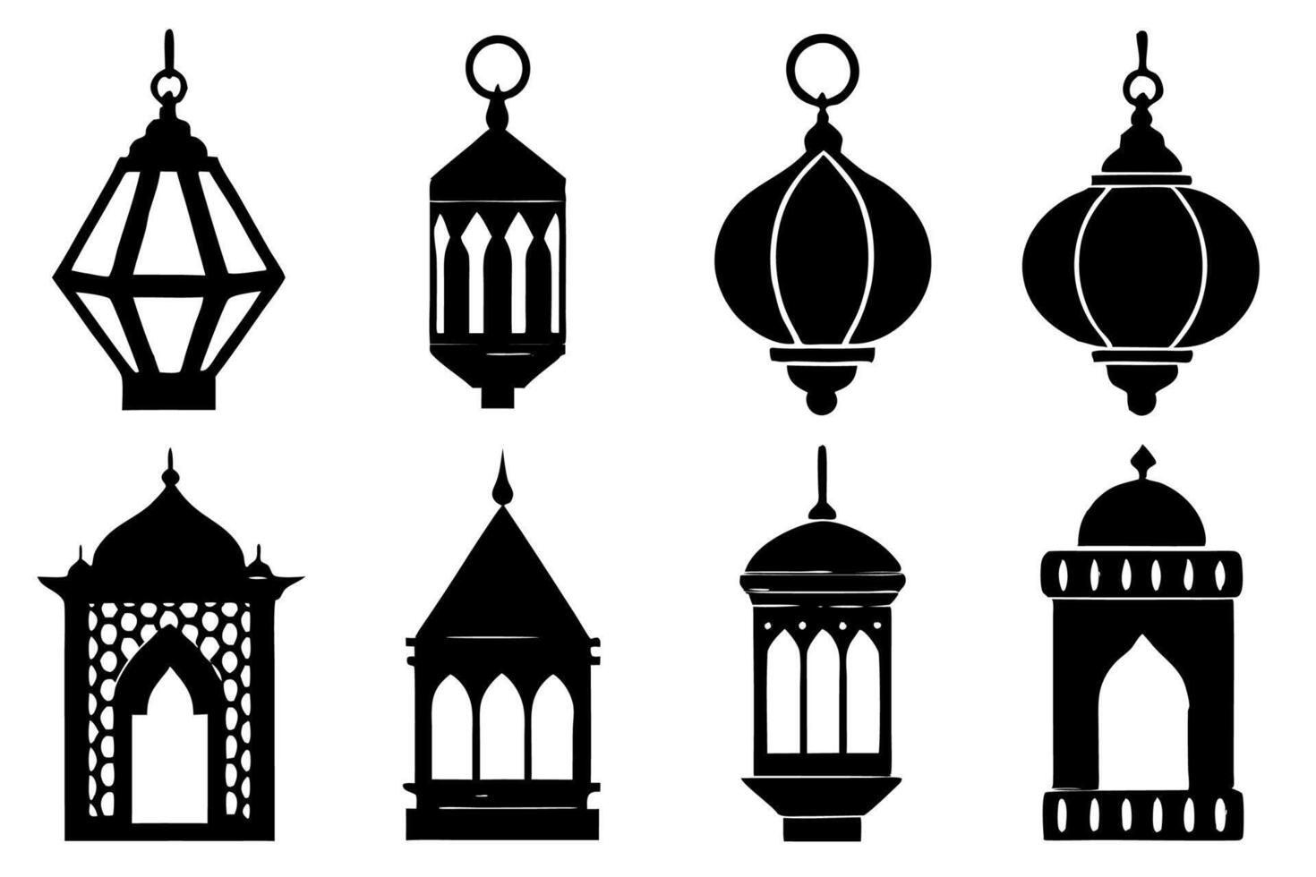 Islamic lamp silhouette ,icon illustration on white background. vector