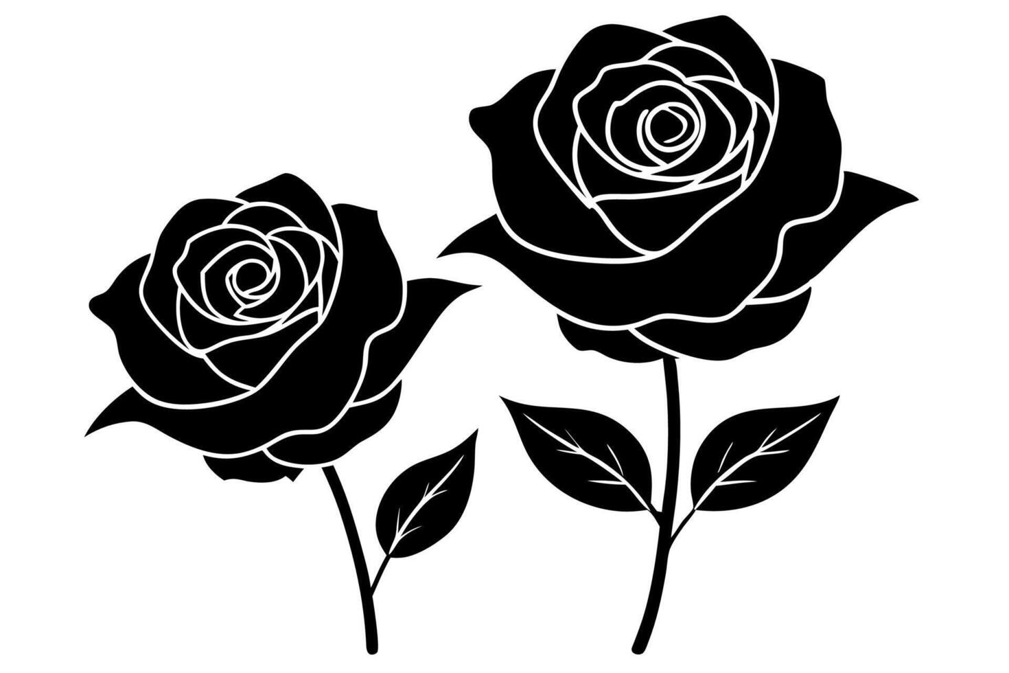 Rose silhouette ,icon illustration on white background. vector