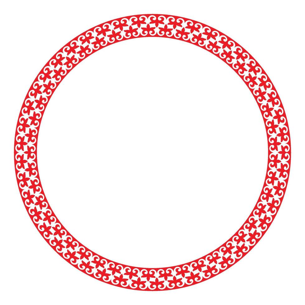 Red and white round Kazakh national ornament. Pattern of the Turkic peoples. Ethnic pattern of the Kazakhs, Mongols, Kyrgyz, Kalmyks, Buryats. vector