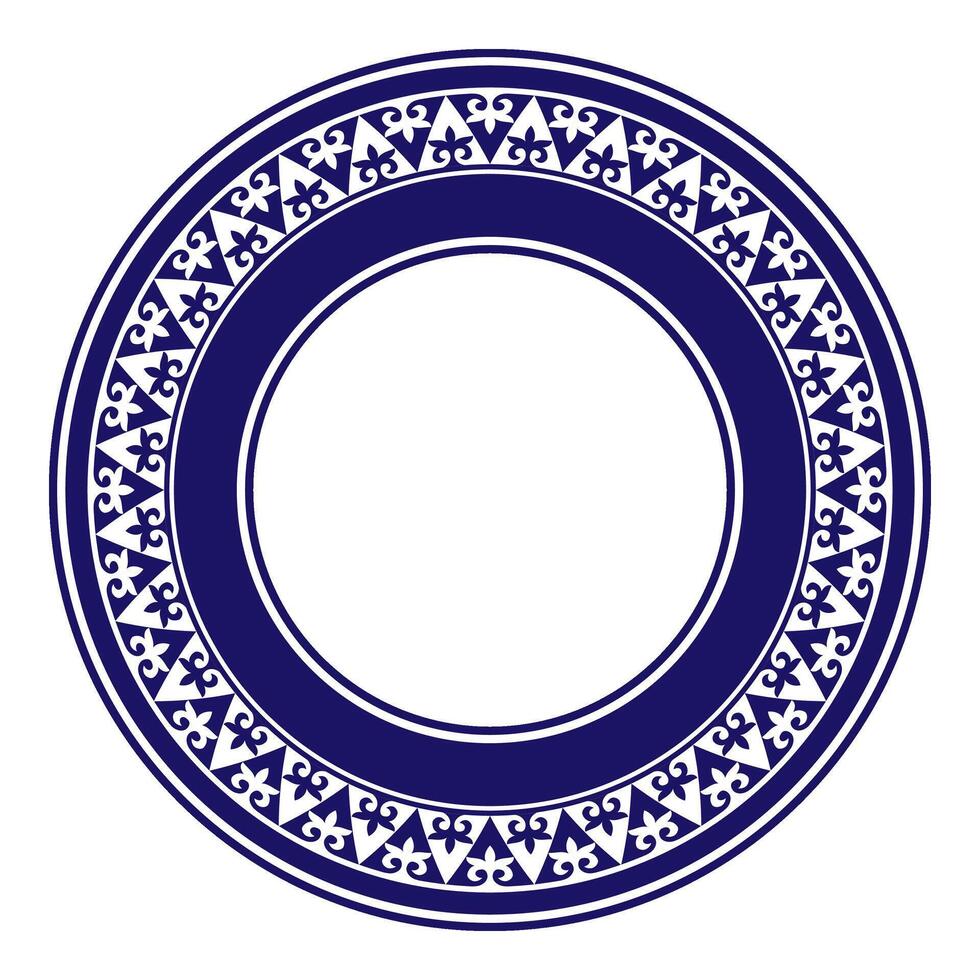 Monochrome Kazakh national round pattern, frame. Ethnic ornament of the nomadic peoples of Asia, Kazakhs, Kirghiz, Kalmyks, Mongols, Buryats, Turkmens. Patterns of the Turk vector