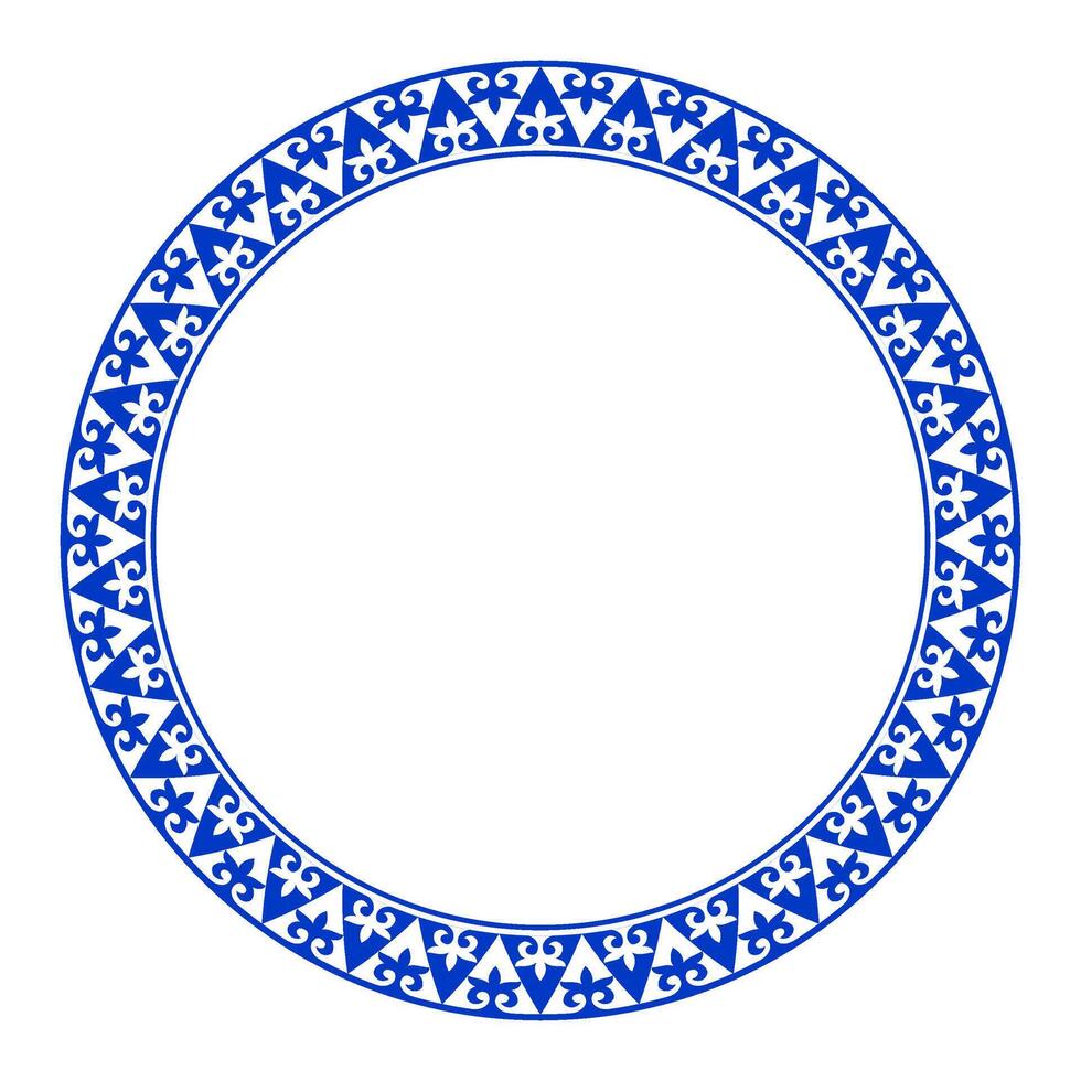 Traditional round ornament of middle Asia for decoration of clothes and yurts. Endless circle, border, frame of Nomadic ornament. Kazakh national ornament. Patterns of the Turkic peoples vector