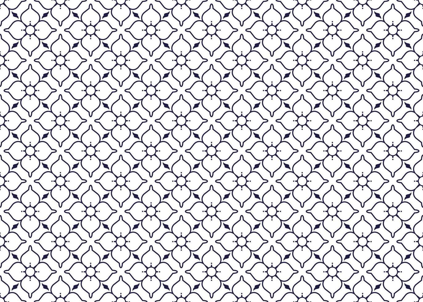 dark blue outline symbol floral on White background, ethnic fabric seamless pattern, design for cloth, carpet, batik, wallpaper, wrapping etc. vector