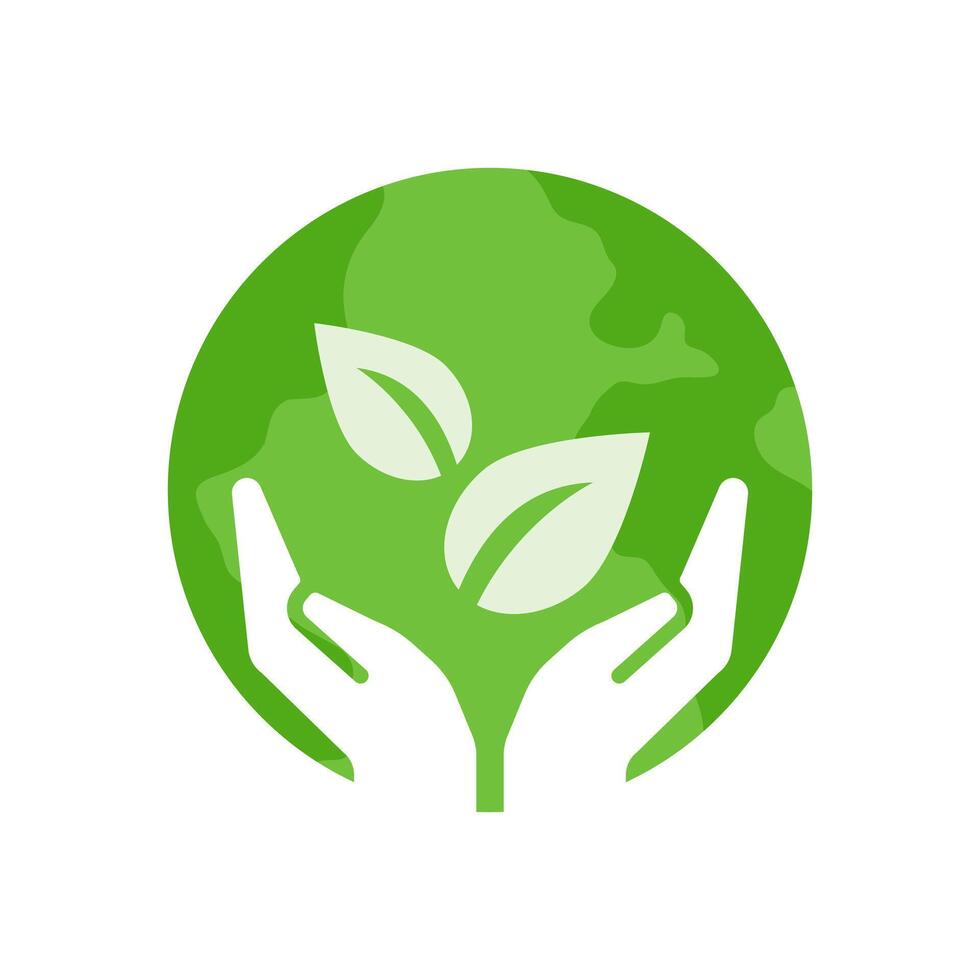 Sustainability Earth Hand Care Logo Icons vector