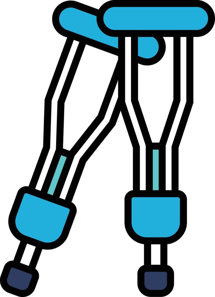 Two blue crutches with white handles vector