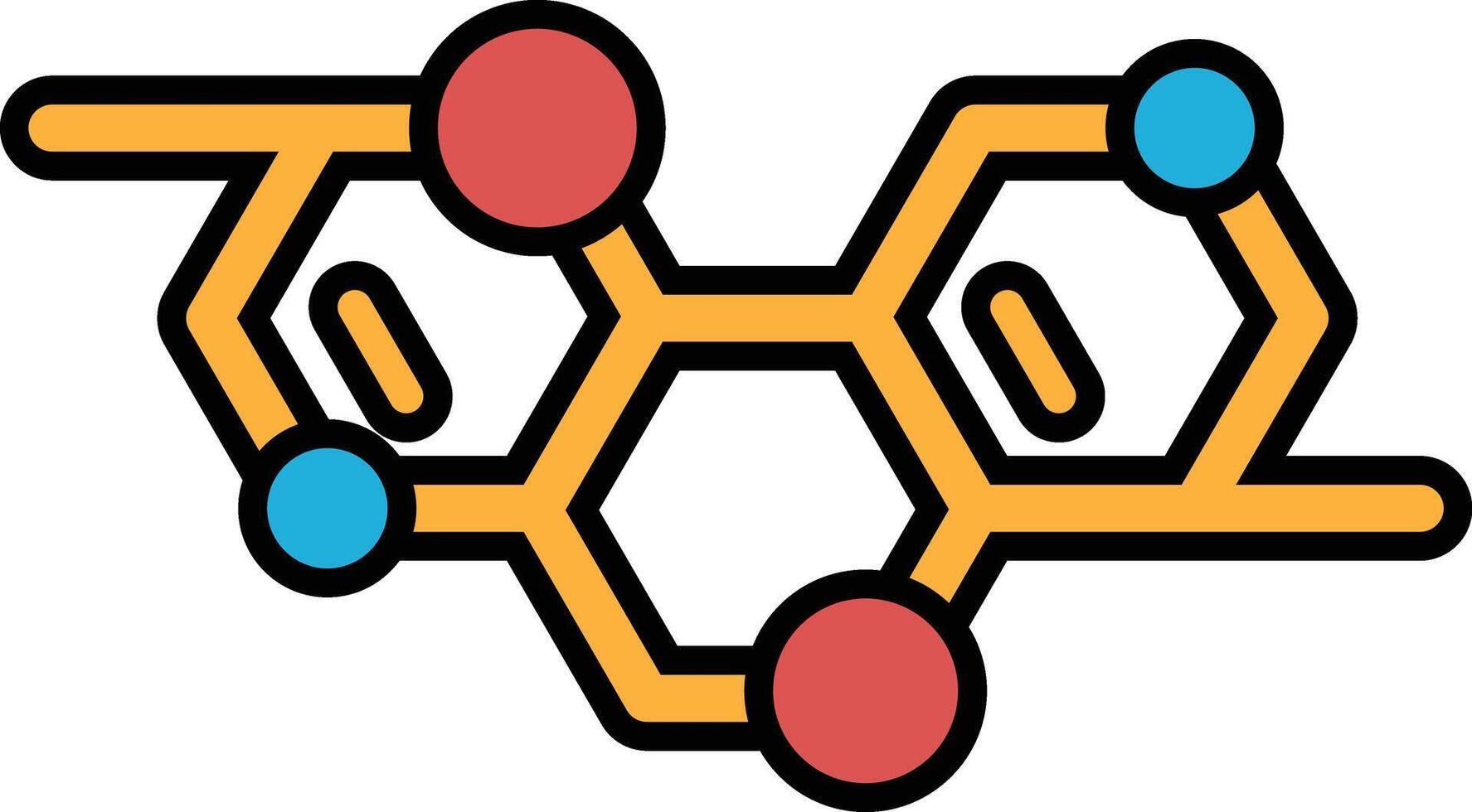 A drawing of a molecule with a red and blue circle in the middle vector