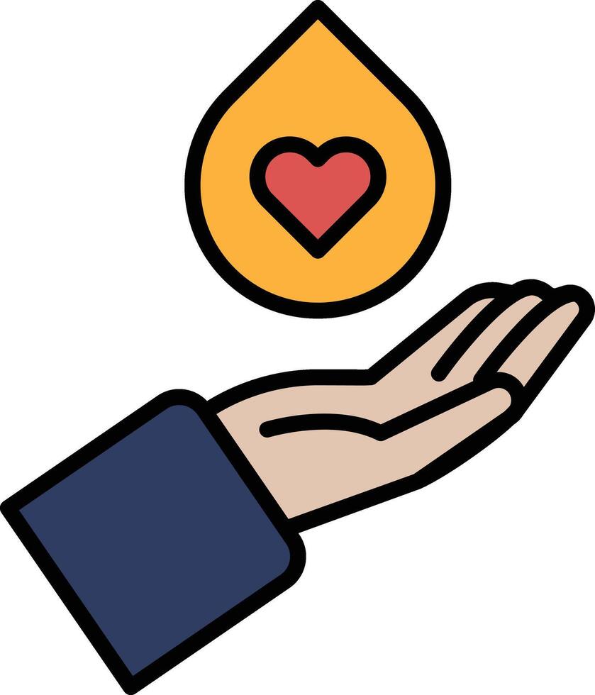 A hand holding a heart with a drop of water on top vector