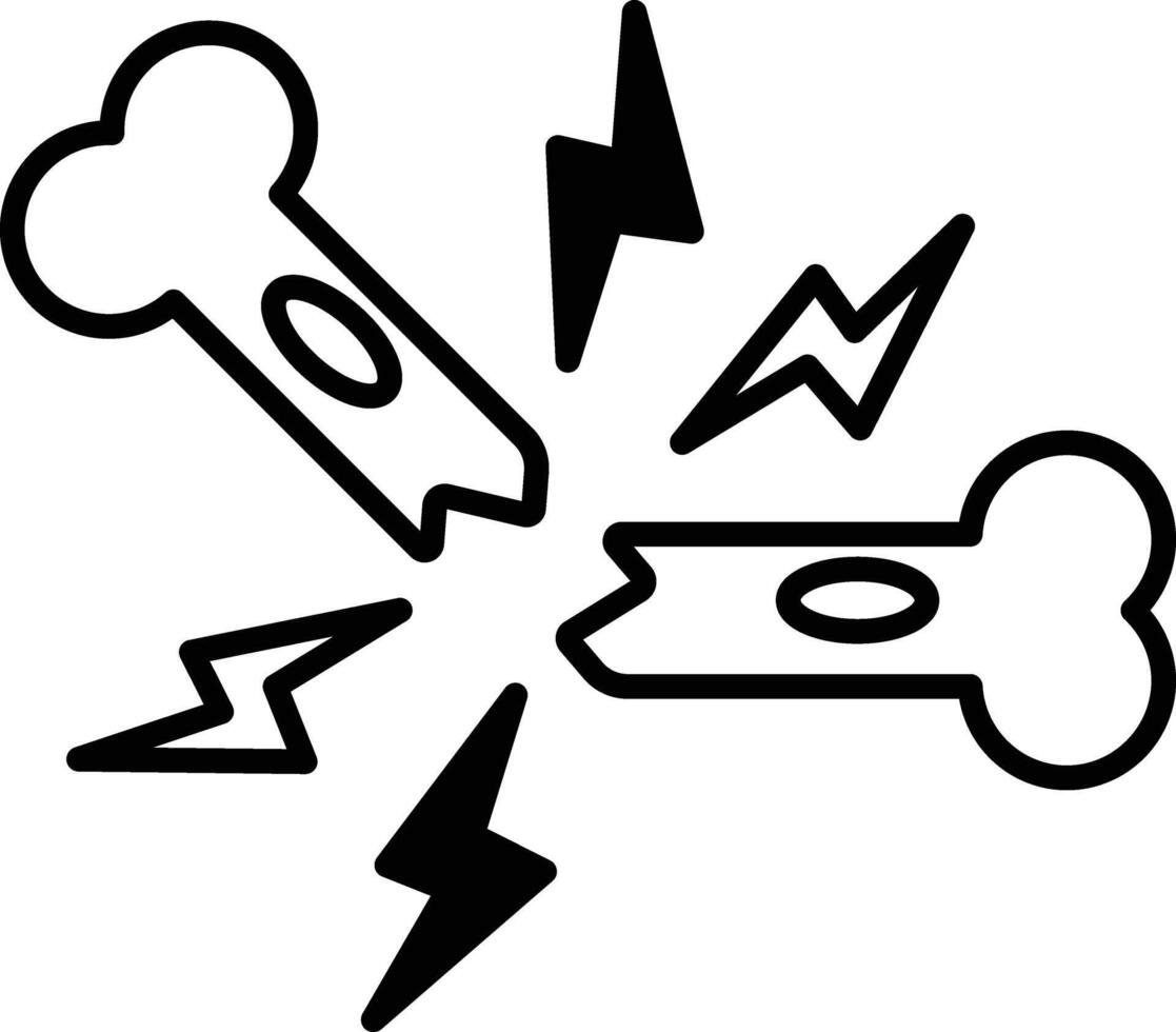 Two bones are shown in a black and white drawing vector