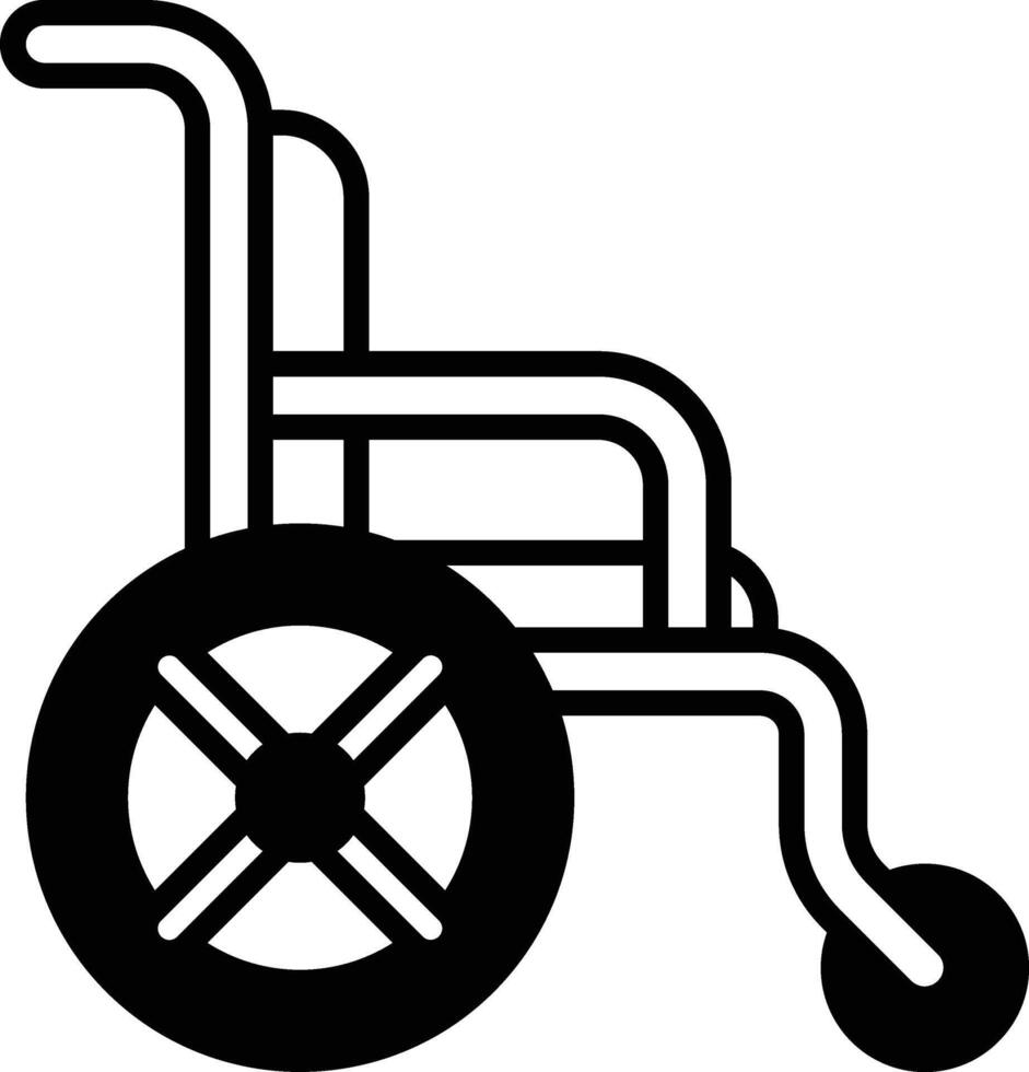 A black and white wheelchair with a wheel vector