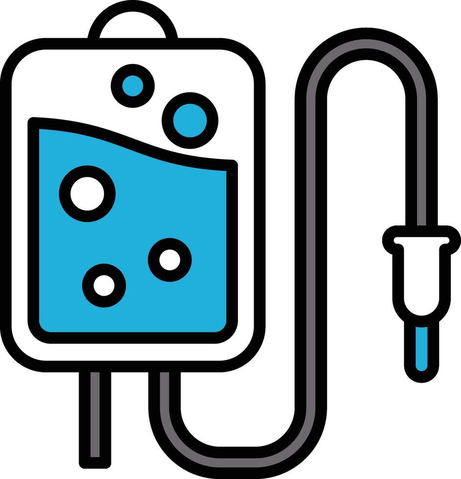 Illustration of a medical saline bag in line art style in line art style vector