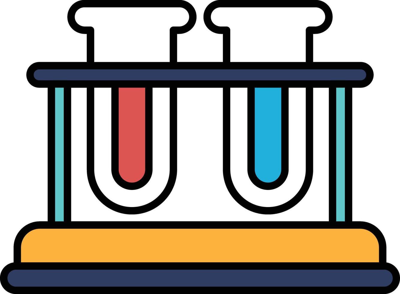 Two test tubes with red and blue liquids in them vector