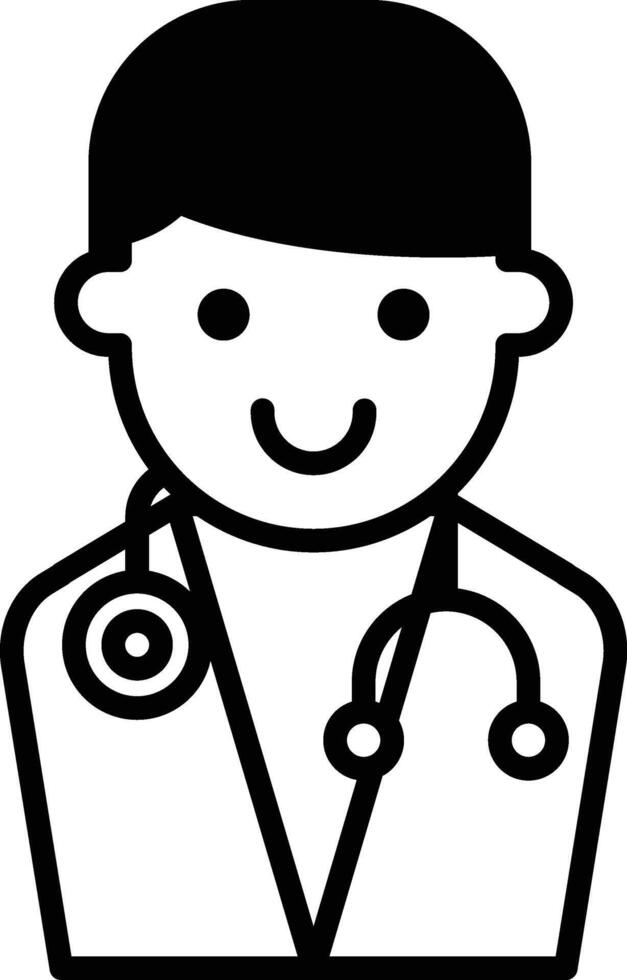 A smiling man in a white lab coat with a stethoscope around his neck vector
