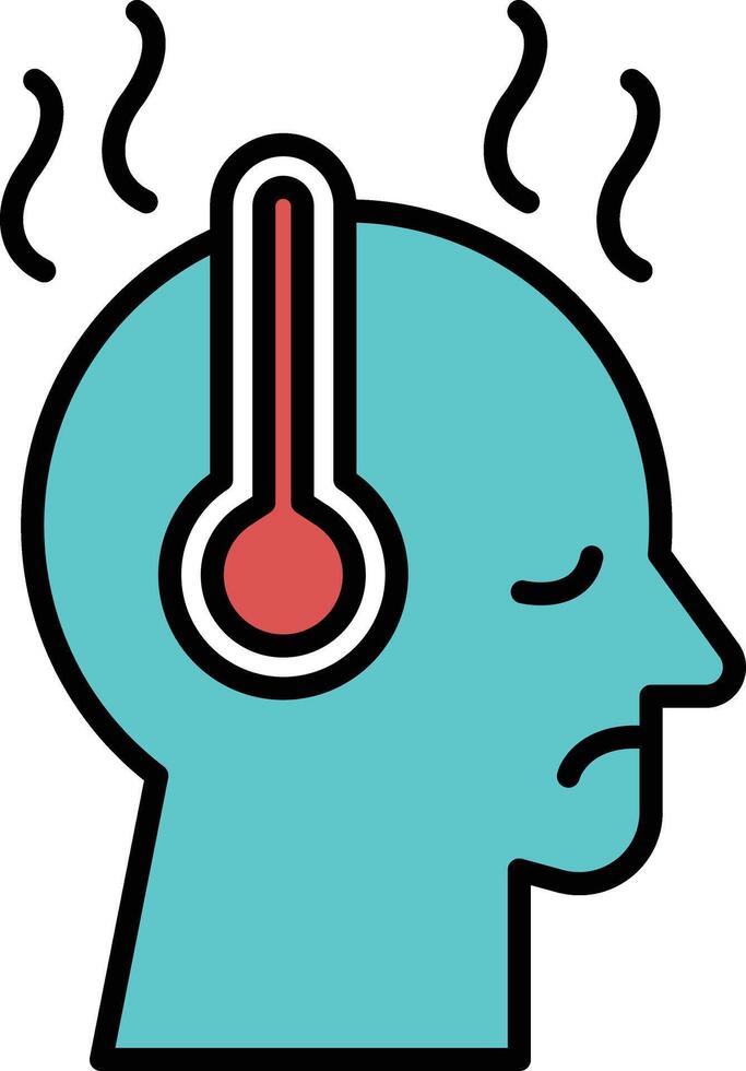 man with a red and blue thermometer on his head vector