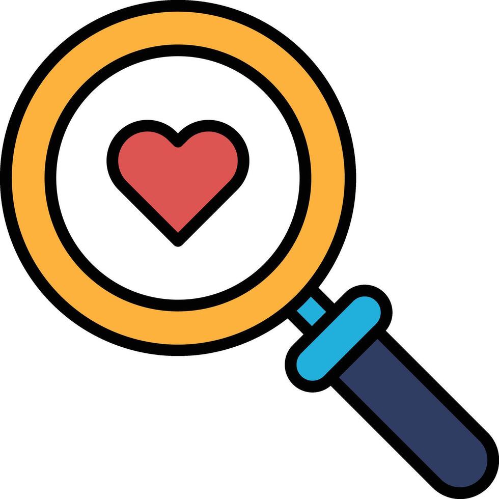 A heart is magnified in a yellow circle vector