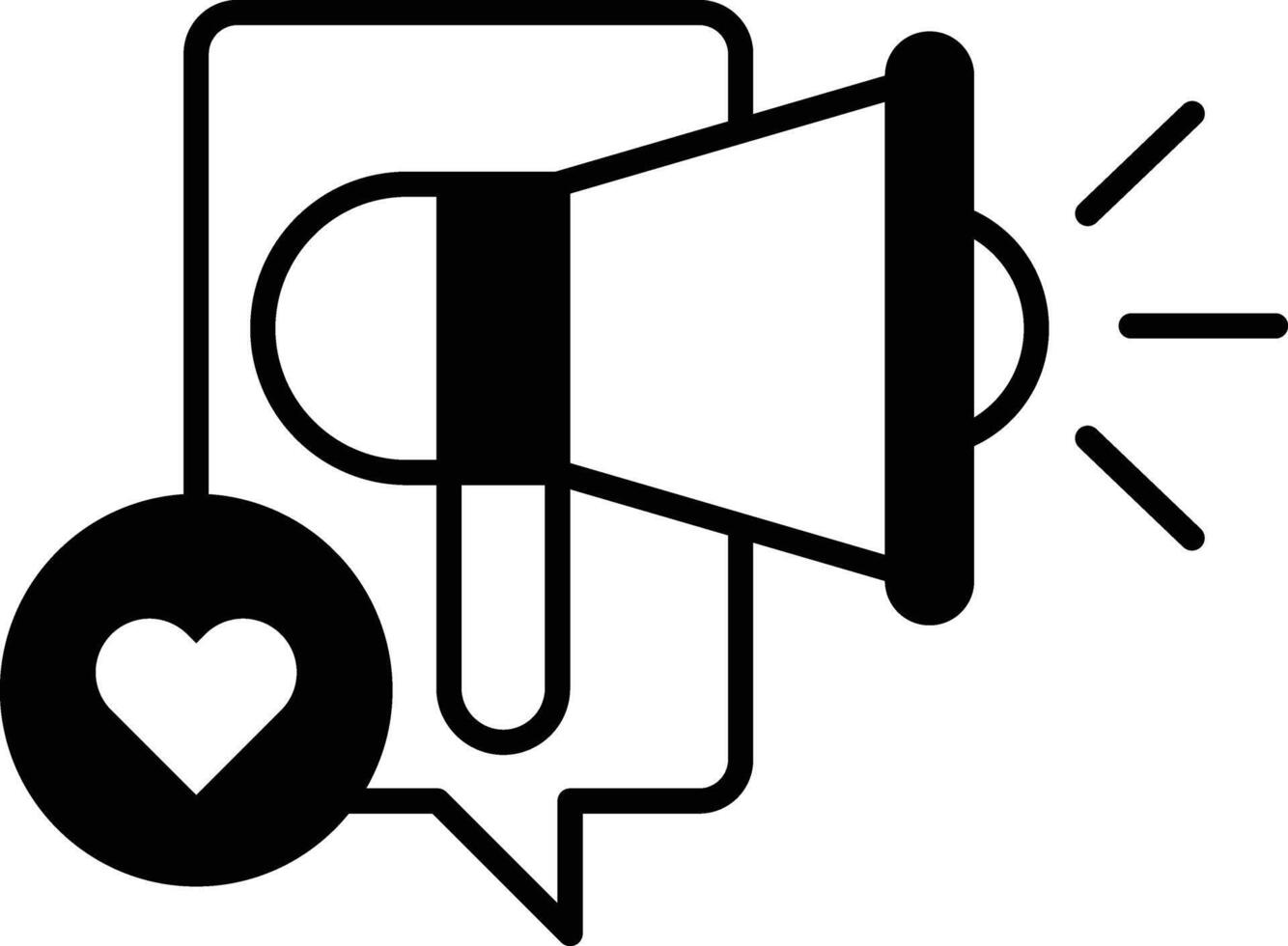 A black and white megaphone with a heart on it vector