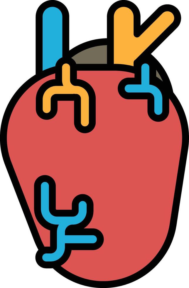 cartoon heart with blue and yellow veins vector