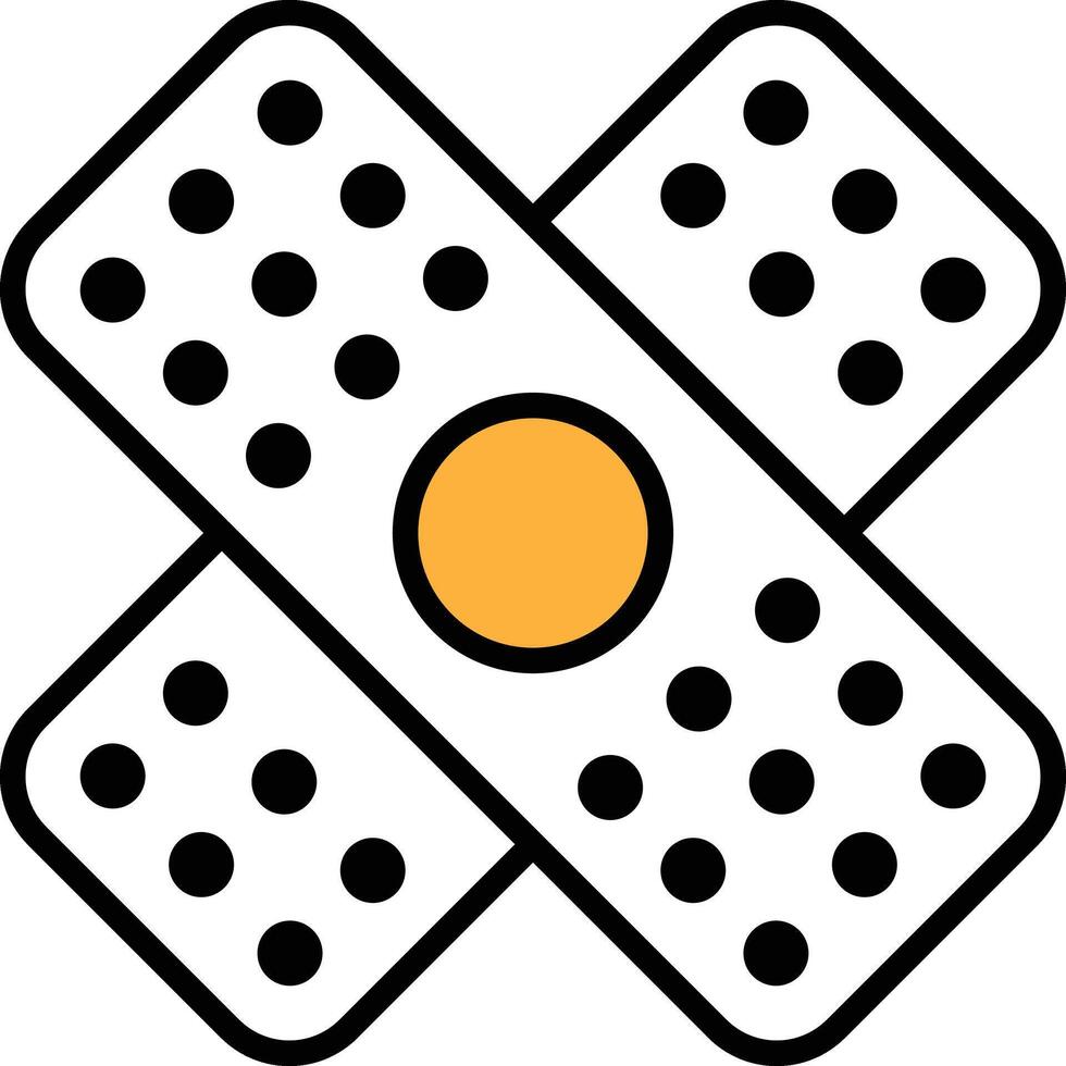 A white and black bandage with a yellow dot in the center vector