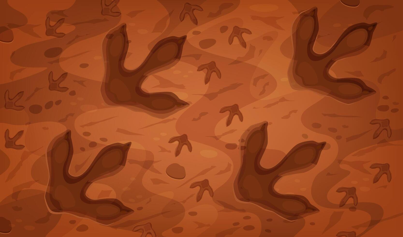 Dinosaur fossil footprints of prehistoric era vector