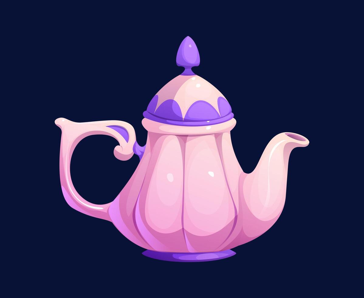 Ceramic teapot, cartoon elegant pot game asset vector