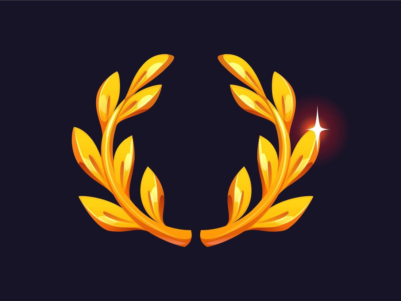 Cartoon golden gleaming laurel wreath award trophy vector