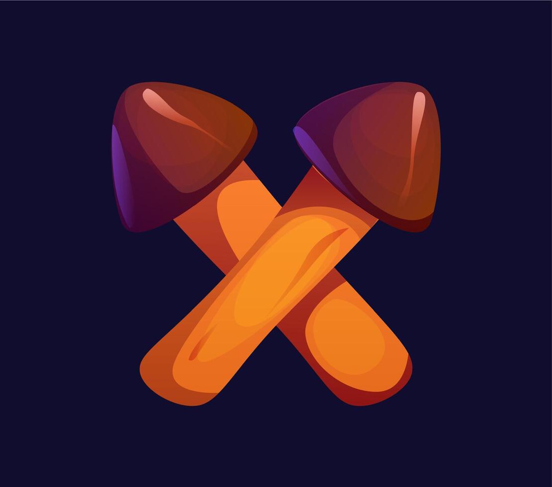Letter X as two chocolate mushrooms crossed vector
