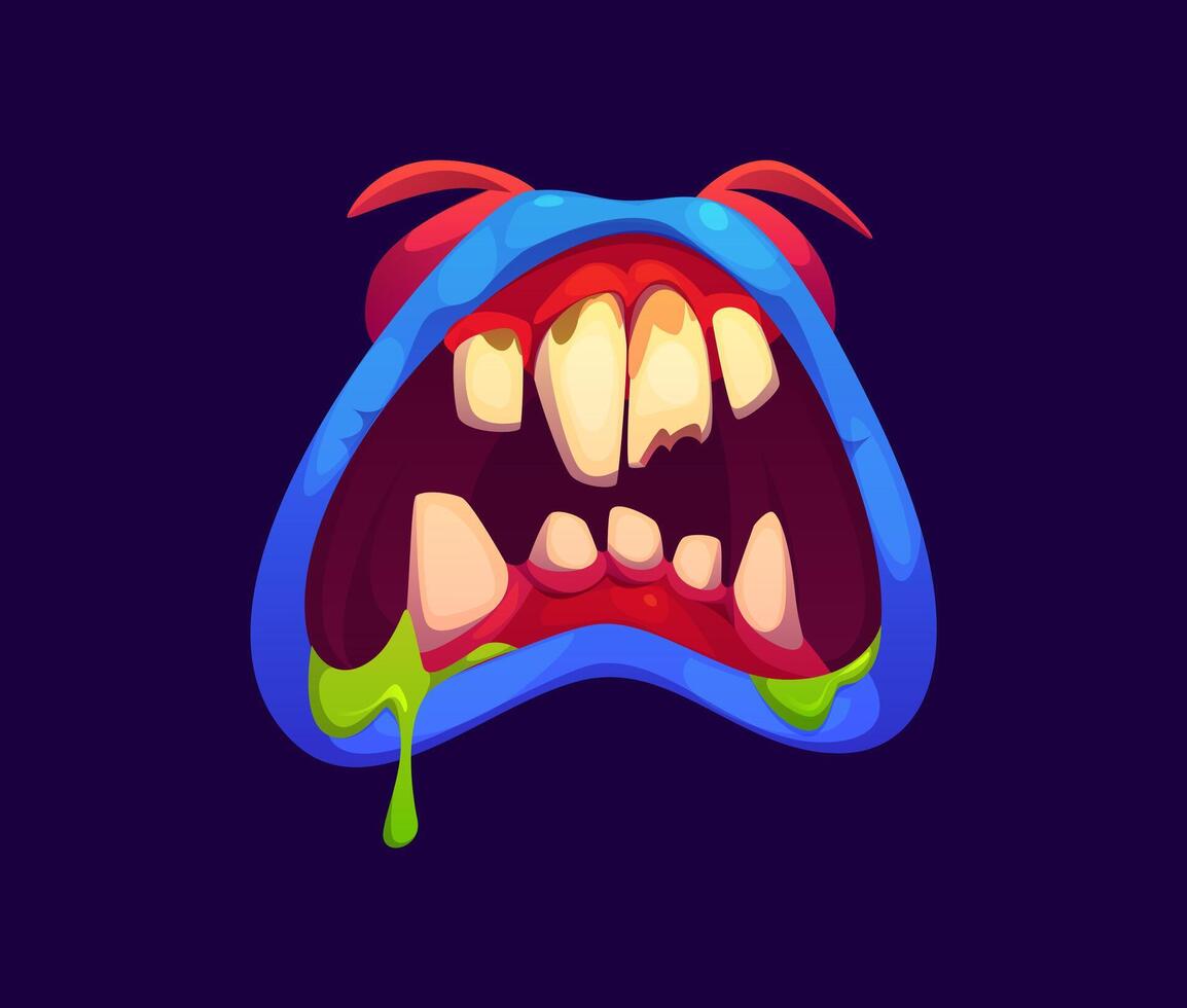 Halloween monster wide-open mouth with drool jaws vector
