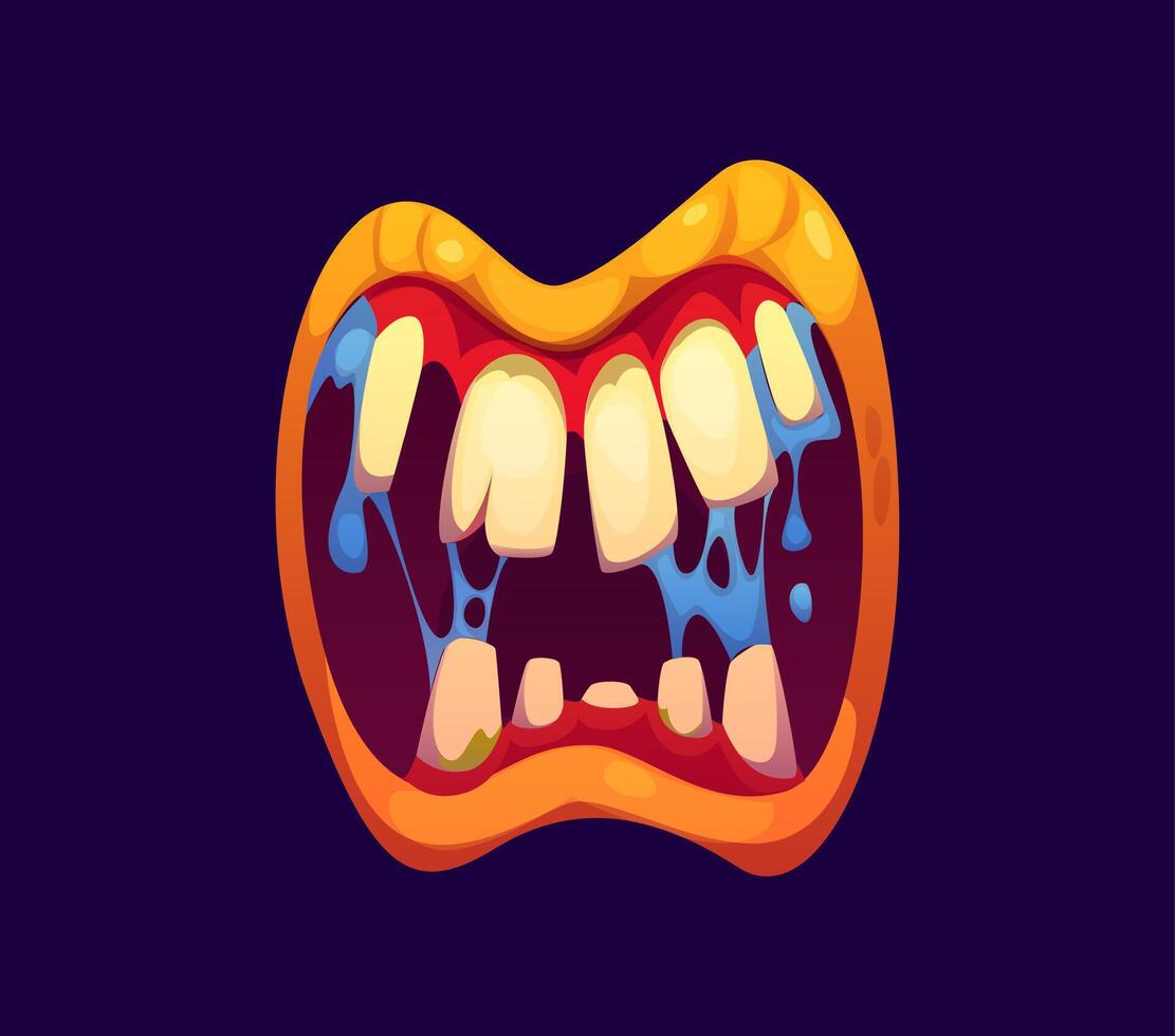 Halloween monster mouth eerie zombie open maw vector