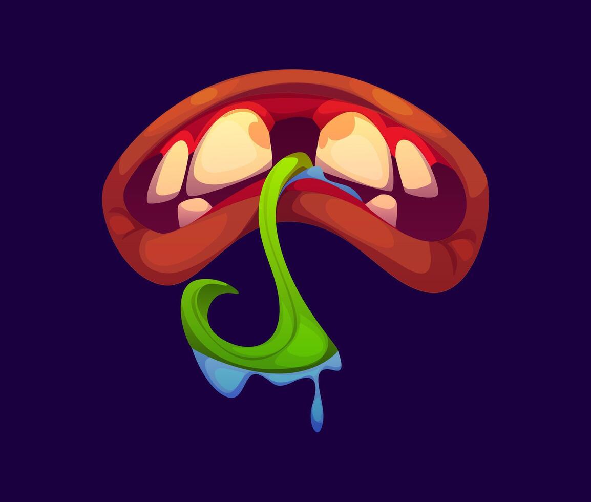 Halloween monster mouth with drool jaws and saliva vector