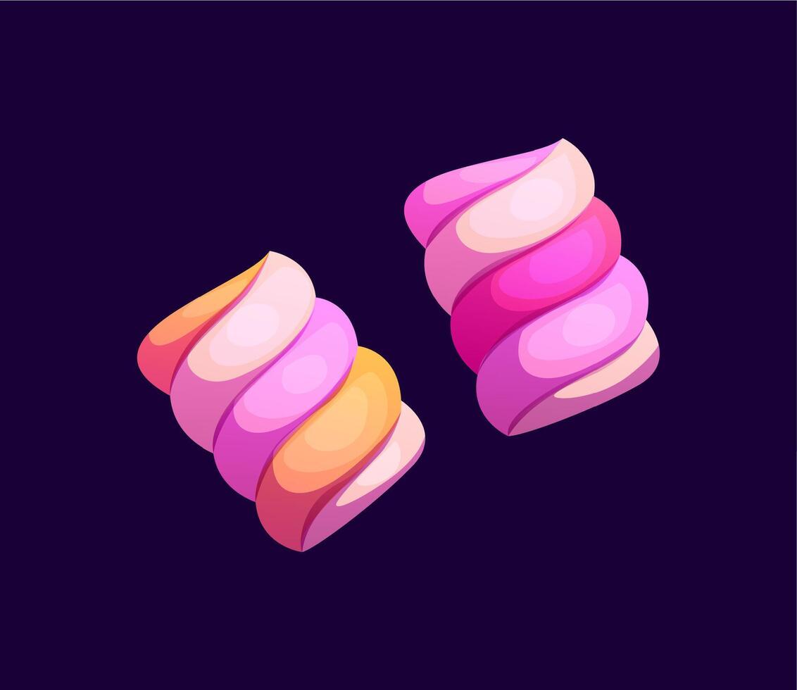 Cartoon valentine two twisted marshmallow candies vector