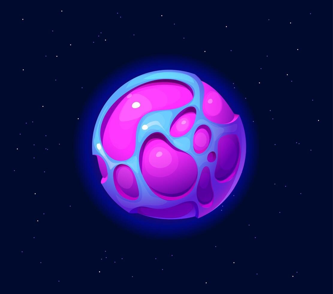 Cartoon fantasy alien pink and blue space planet vector