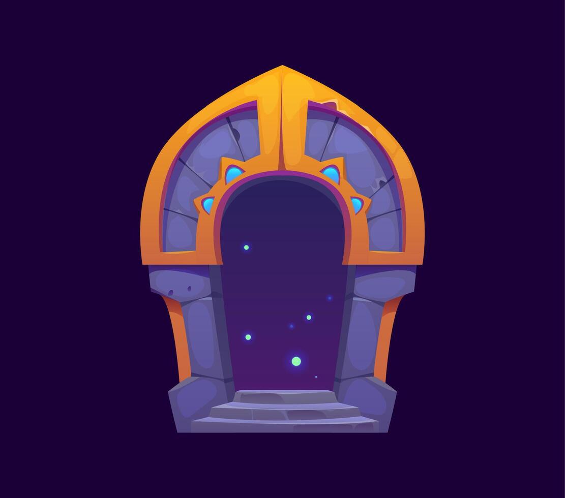 Fantasy magic portal door, otherworldly entrance vector