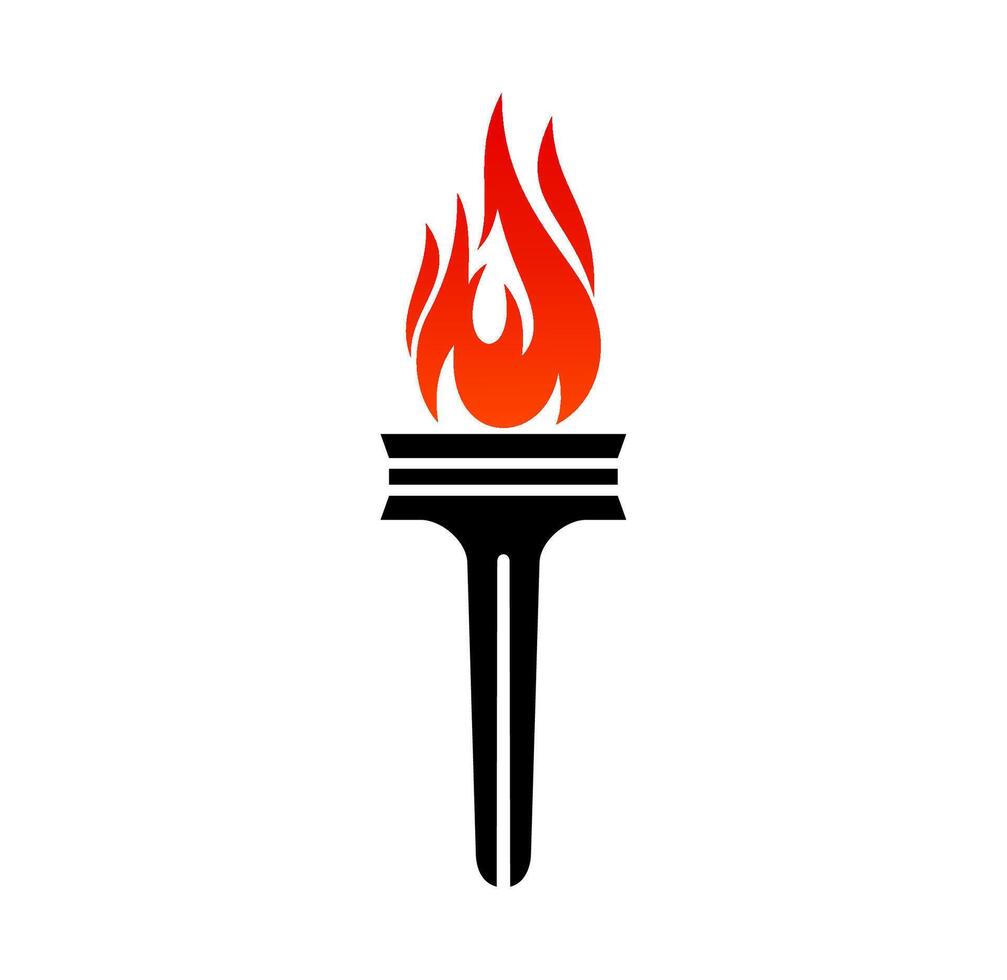 Torch flame icon, victory liberty champion fire vector