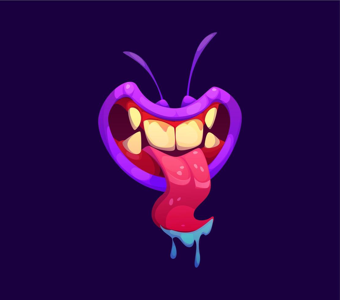 Halloween monster mouth with drool jaws and saliva vector