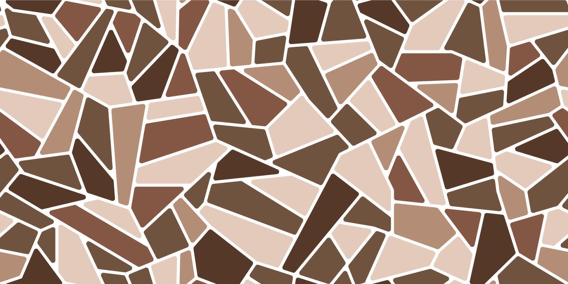 Splinter brown mosaic stone floor tile pattern vector