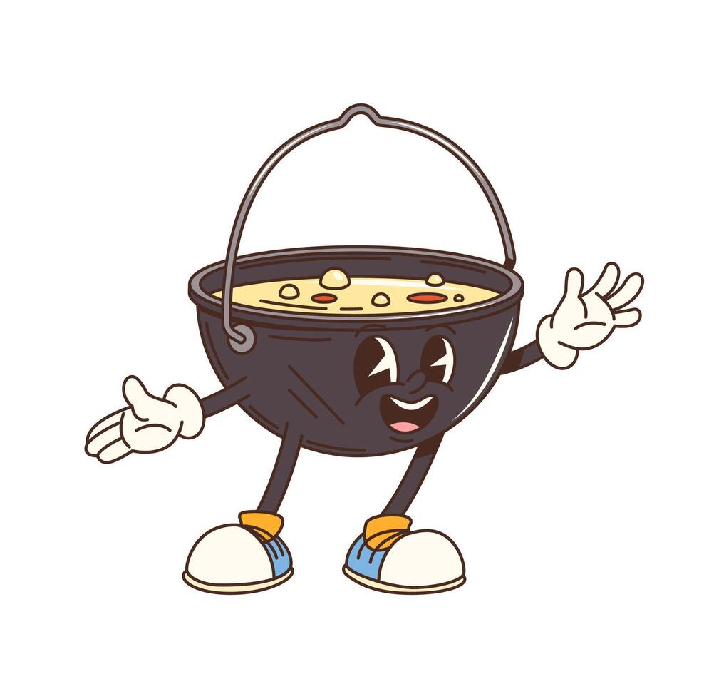 Cartoon groovy tourist bowler retro camp character vector