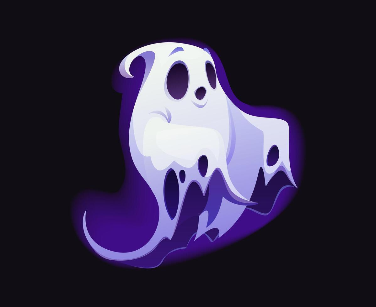 Cartoon Halloween ghost character, boo personage vector